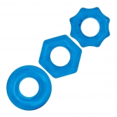 Комплект из трех голубых колец для эрекции 3-Pack Nuts   Bolts Stretch Cock Ring Set - BlueLine - в Мытищах купить с доставкой