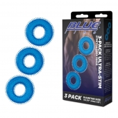 Комплект из трех голубых колец для эрекции 3-Pack Ultra-Stim Stretch Cock Rings - BlueLine - в Мытищах купить с доставкой