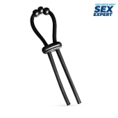 Черное эрекционное кольцо со стимулирующими бусинами - Sex Expert - в Мытищах купить с доставкой