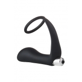 Черное эрекционное кольцо с вибропробкой Vibrating Anal Plug With Cockring - Dream Toys - в Мытищах купить с доставкой