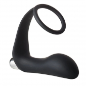 Черное эрекционное кольцо с вибропробкой Vibrating Anal Plug With Cockring - Dream Toys - в Мытищах купить с доставкой