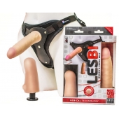 Телесный страпон Harness LESBI с вагинальной пробкой - 16,5 см. - LOVETOY (А-Полимер) - купить с доставкой в Мытищах