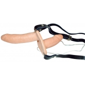 Телесный женский страпон с вагинальной пробкой Strap-On Duo - 15 см. - Orion - купить с доставкой в Мытищах