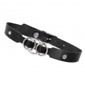 Черный кожаный ошейник со связанными кольцами - Pecado - купить с доставкой в Мытищах
