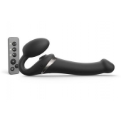 Черный безремневой страпон Multi Orgasm Size M с клиторальной стимуляцией - Strap-on-me - купить с доставкой в Мытищах