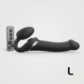 Черный безремневой страпон Multi Orgasm Size L с клиторальной стимуляцией - Strap-on-me - купить с доставкой в Мытищах