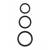 Набор из трех черных эрекционных колец Silicone 3-Ring Stamina Set - Pipedream - в Мытищах купить с доставкой