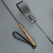 Черный кожаный стек с деревянной рукоятью - 69 см. - Sitabella - купить с доставкой в Мытищах