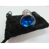 Анальное украшение BUTT PLUG  Small с синим кристаллом - 7 см. - Anal Jewelry Plug - купить с доставкой в Мытищах
