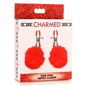 Красные зажимы на соски с помпонами Pom Pom - XR Brands - купить с доставкой в Мытищах