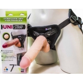 Страпон-унисекс с двумя насадками UNI strap 7  Harness - 19 и 16 см. - LOVETOY (А-Полимер) - купить с доставкой в Мытищах