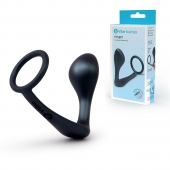 Черное эрекционное кольцо со стимулятором простаты Ringer Cock Ring   Plug - b-Vibe - в Мытищах купить с доставкой