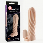 Телесная насадка-удлинитель Okoto со спиралевидным рельефом - 16 см. - Sitabella - в Мытищах купить с доставкой