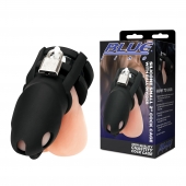 Черная клетка для пениса Silicone Small 2 in Cock Cage With Ball Divider - BlueLine - купить с доставкой в Мытищах
