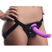 Лиловый поясной страпон Navigator Silicone G-Spot Dildo with Harness - 17,8 см. - XR Brands - купить с доставкой в Мытищах