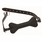 Черный кляп в форме косточки Hound Adjustable Dog Bone Gag - XR Brands - купить с доставкой в Мытищах