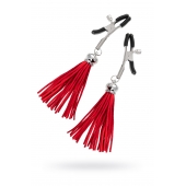 Зажимы на соски «Прищепки» с красными кисточками из замши - Pecado - купить с доставкой в Мытищах