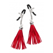 Зажимы на соски «Прищепки» с красными кисточками из замши - Pecado - купить с доставкой в Мытищах