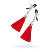 Зажимы на соски «Прищепки» с красными кисточками из шелка - Pecado - купить с доставкой в Мытищах