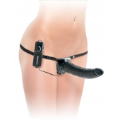 Черный страпон с вагинальной пробкой Deluxe Vibrating Penetrix Strap-On - 19 см. - Pipedream - купить с доставкой в Мытищах
