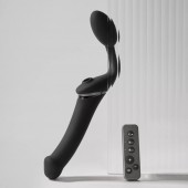 Черный безремневой вибрострапон Strap-On-Me Multi Orgasm Size XL - Strap-on-me - купить с доставкой в Мытищах