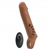 Коричневая вибронасадка с подхватом мошонки и пультом ДУ - Baile - в Мытищах купить с доставкой