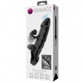 Черная вибронасадка на пенис с подхватом мошонки - 20 см. - Baile - в Мытищах купить с доставкой