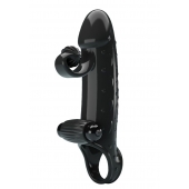 Черная вибронасадка на пенис с подхватом мошонки - 20 см. - Baile - в Мытищах купить с доставкой