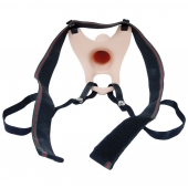 Телесный полый страпон на ремешках - 16,5 см. - Boys of Toys - купить с доставкой в Мытищах