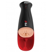 Телесный мастурбатор-вагина в черной колбе с вибрацией Fuck-O-Matic Pro XL - Pipedream - в Мытищах купить с доставкой