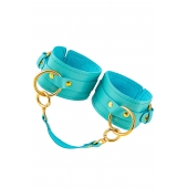 Голубые однослойные кожаные оковы - Pecado - купить с доставкой в Мытищах