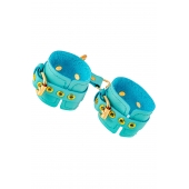 Голубые однослойные кожаные наручники - Pecado - купить с доставкой в Мытищах