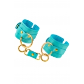 Голубые однослойные кожаные наручники - Pecado - купить с доставкой в Мытищах