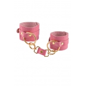 Розовые однослойные кожаные наручники - Pecado - купить с доставкой в Мытищах