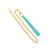 Голубой кожаный поводок с карабином для ошейника - 80 см. - Pecado - купить с доставкой в Мытищах