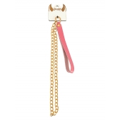 Розовый кожаный поводок с карабином для ошейника - 80 см. - Pecado - купить с доставкой в Мытищах