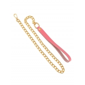 Розовый кожаный поводок с карабином для ошейника - 80 см. - Pecado - купить с доставкой в Мытищах