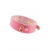 Розовый кожаный однослойный ошейник с прошивкой - Pecado - купить с доставкой в Мытищах