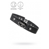 Черный чокер-ошейник со связанными кольцами на подложке - Pecado - купить с доставкой в Мытищах