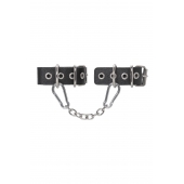 Черные кожаные наручники-браслеты из одного ремешка с люверсами - Pecado - купить с доставкой в Мытищах