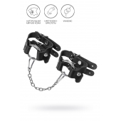 Черные кожаные наручники-браслеты из двух ремешков - Pecado - купить с доставкой в Мытищах