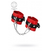 Красно-черные мягкие наручники с одним ремешком с люверсами - Pecado - купить с доставкой в Мытищах