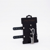 Черные кожаные оковы с хромированной фурнитурой - Crazy Handmade - купить с доставкой в Мытищах