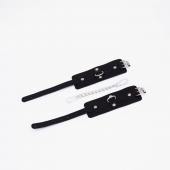 Черные кожаные оковы с хромированной фурнитурой - Crazy Handmade - купить с доставкой в Мытищах