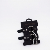 Черные кожаные оковы с кольцом - Crazy Handmade - купить с доставкой в Мытищах