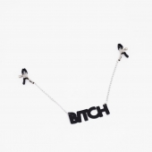 Зажимы на соски с кожаной подвеской Bitch - Crazy Handmade - купить с доставкой в Мытищах