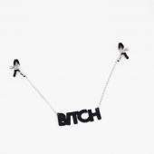 Зажимы на соски с кожаной подвеской Bitch - Crazy Handmade - купить с доставкой в Мытищах