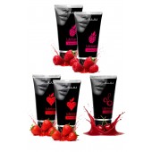 Набор из 5 съедобных лубрикантов JUJU (клубника х 2, малина х 2, вишня) - JuJu - купить с доставкой в Мытищах