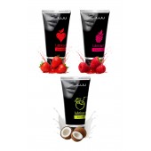 Набор из 3 съедобных лубрикантов JUJU (клубника, малина, кокос) - JuJu - купить с доставкой в Мытищах