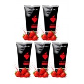 Набор из 5 съедобных лубрикантов JUJU со вкусом клубники - JuJu - купить с доставкой в Мытищах